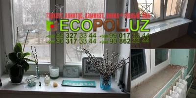 Подоконник в Ташкенте 54 подложка под ламинат 5 мм таркет линолеум укладка териш Коракалпогистон  Tashkent